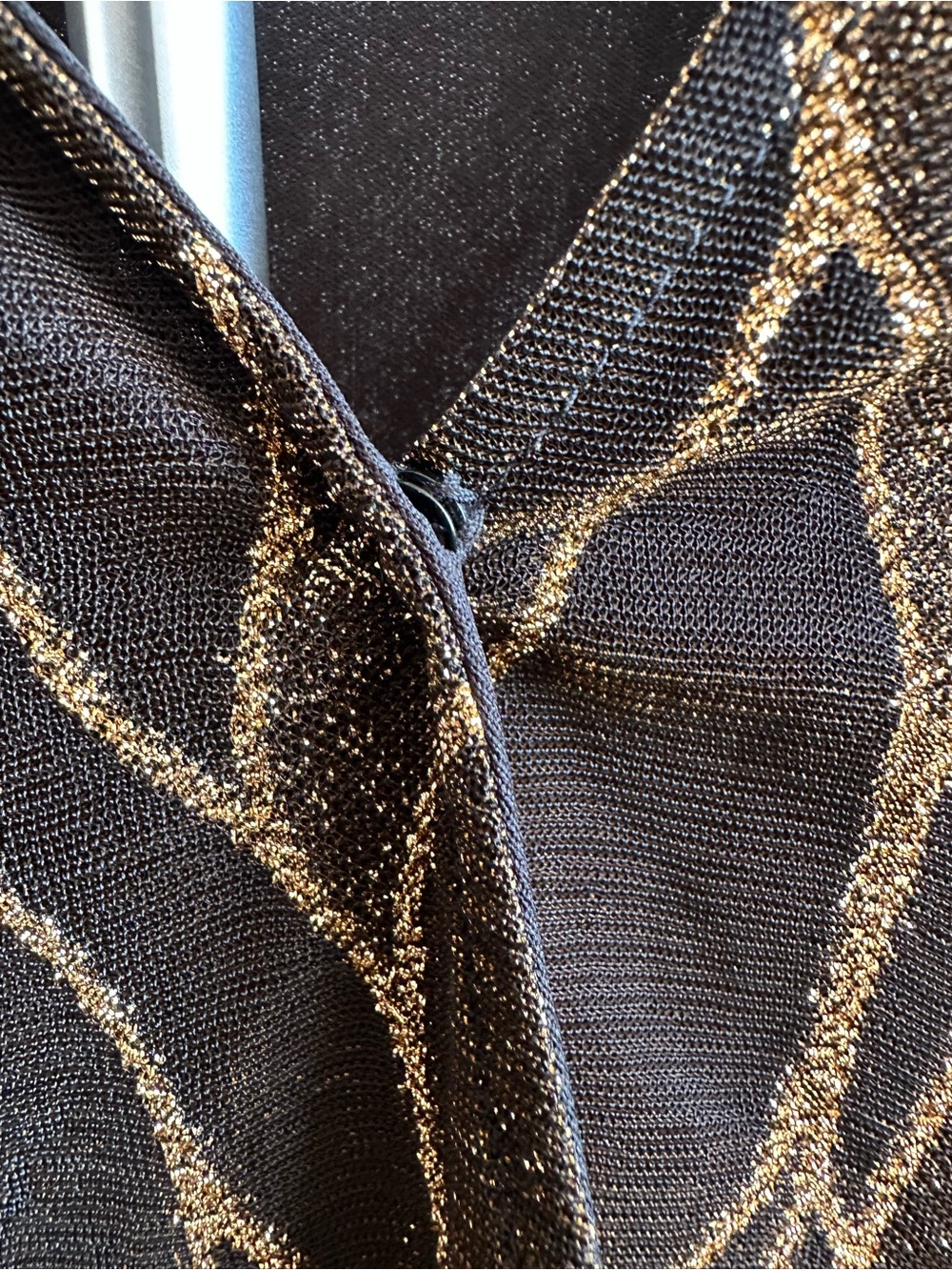 cleo Black Blouse with Gold Wave Pattern - Picture 3 of 7